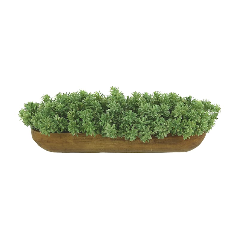 Jade Arrangement in a Wooden Dough Bowl - Green