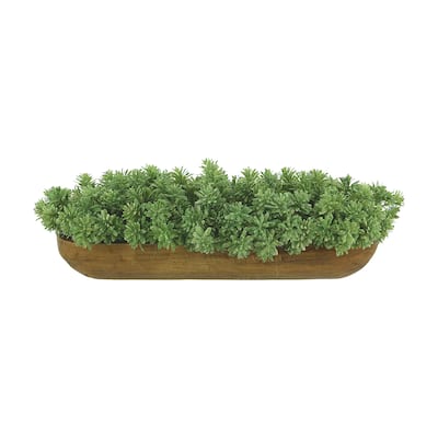 Jade Arrangement in a Wooden Dough Bowl - Green