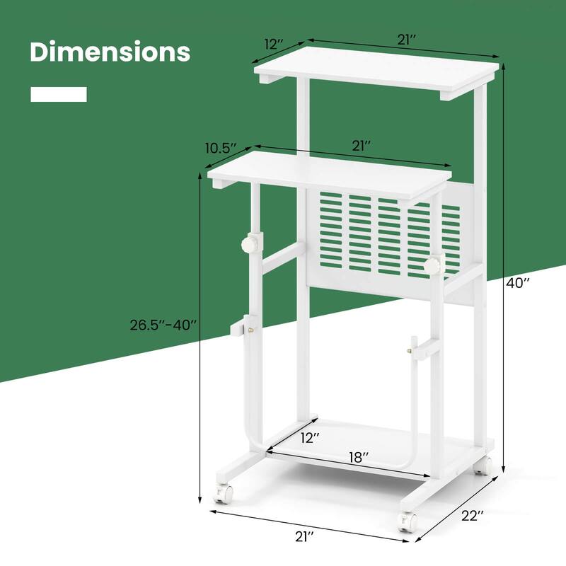 Costway Mobile Stand Up Desk Height Adjustable Computer Standing Desk - See Details