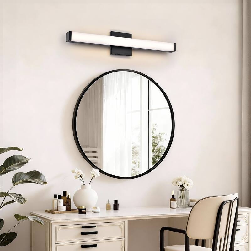 Modern Integrated LED Vanity Light Bar - 6 Variants (24in/30in, Matte Black/Brushed Nickel/Gold), 3000K, Damp Rated for Bathroom