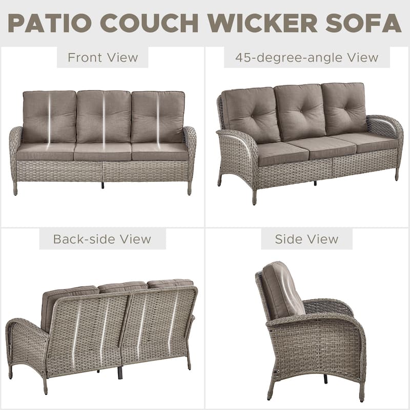Outdoor Patio 3 Seats Sofa Ottmans Grey - Grey