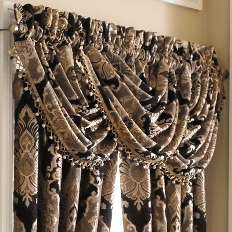 J. Queen New York Bradshaw Black Window Waterfall Valance