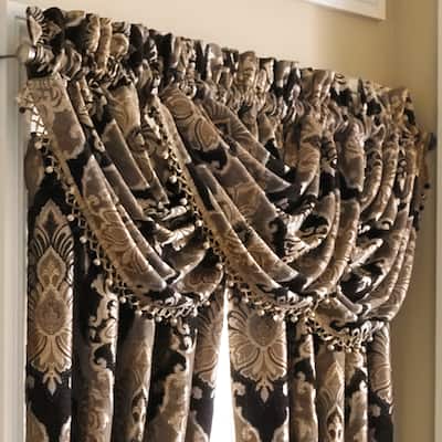 J. Queen New York Bradshaw Black Window Waterfall Valance