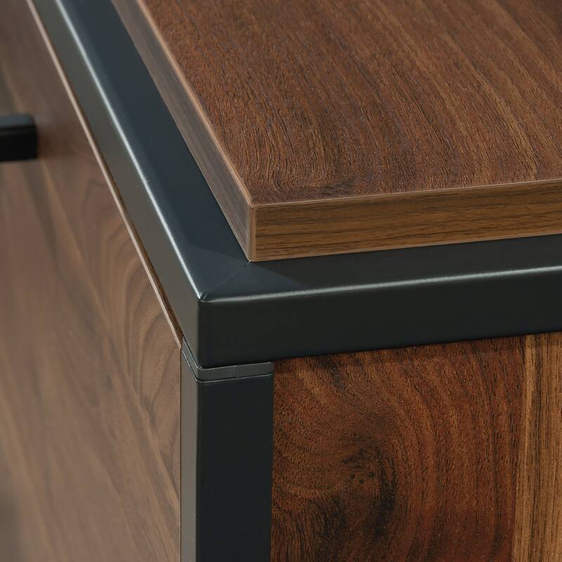 Wood Lateral File with Large Drawers, Brown