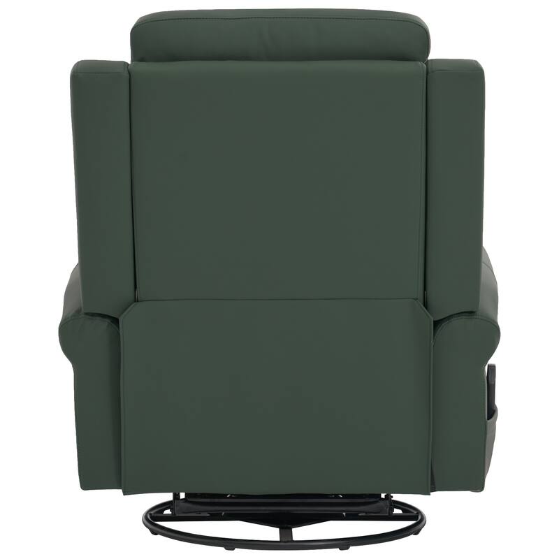 Roomfitters Manual Massage Swivel Rocker Recliner Chair with Heat and Side Pocket, PU Leather