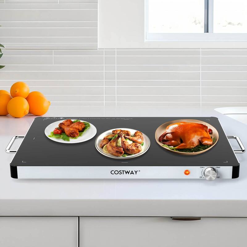 Costway 1/2/3/4PCS 16" x 12" Electric Warming Tray Tempered Glass Food