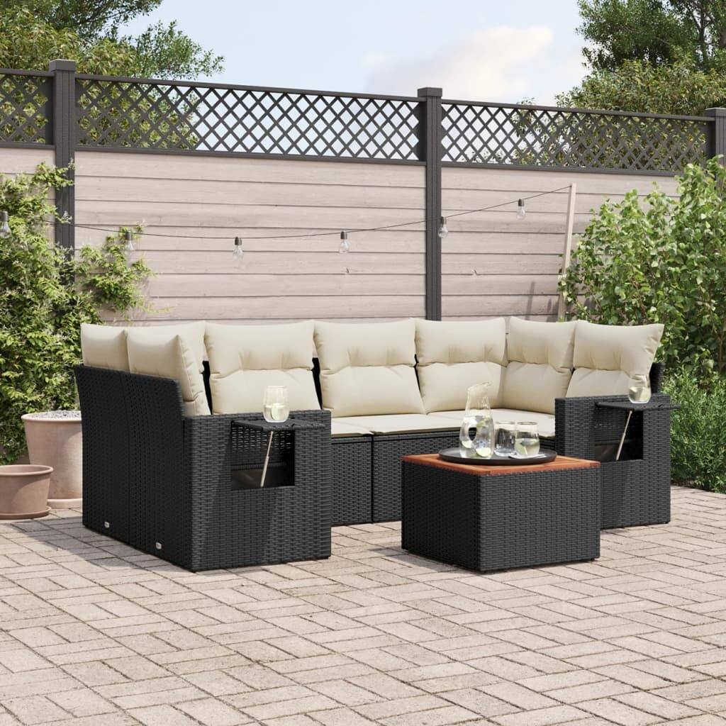 vidaXL Garden Sofa Set Black, Cream White - 21.7 x 21.7 x 14.6