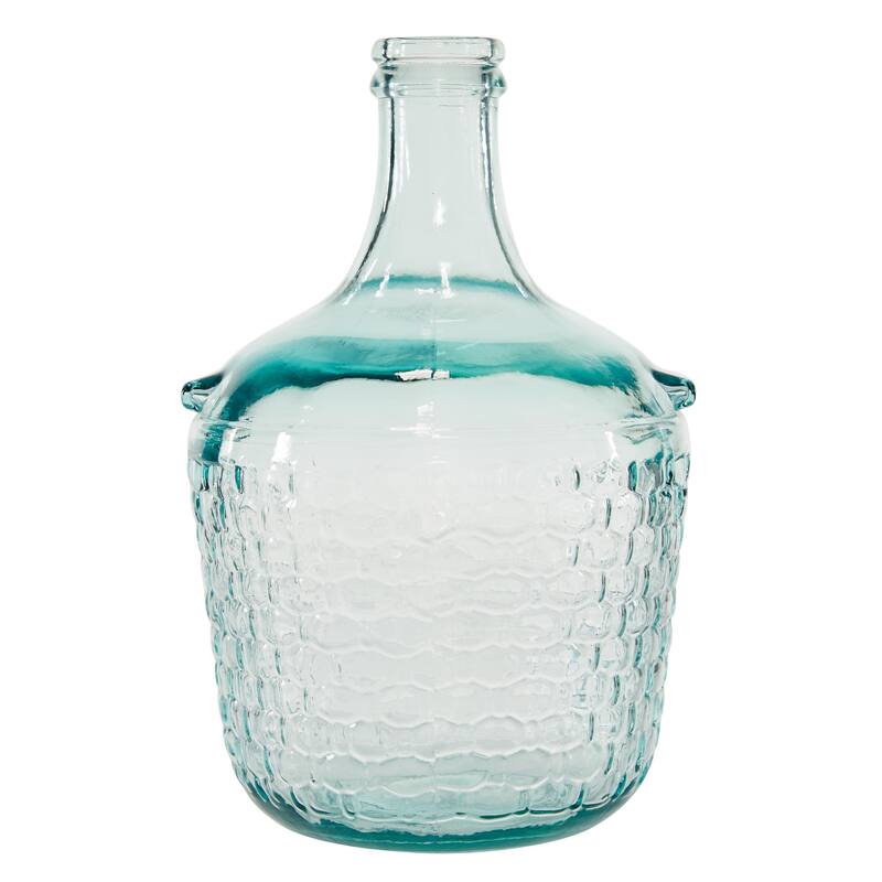Recycled Glass Handmade Spanish Bottle Decorative Vase with Bubble Texture - Clear - Roche River Decor - Clear