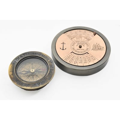 Set of 2 100 Year Calendar and Compass Quote
