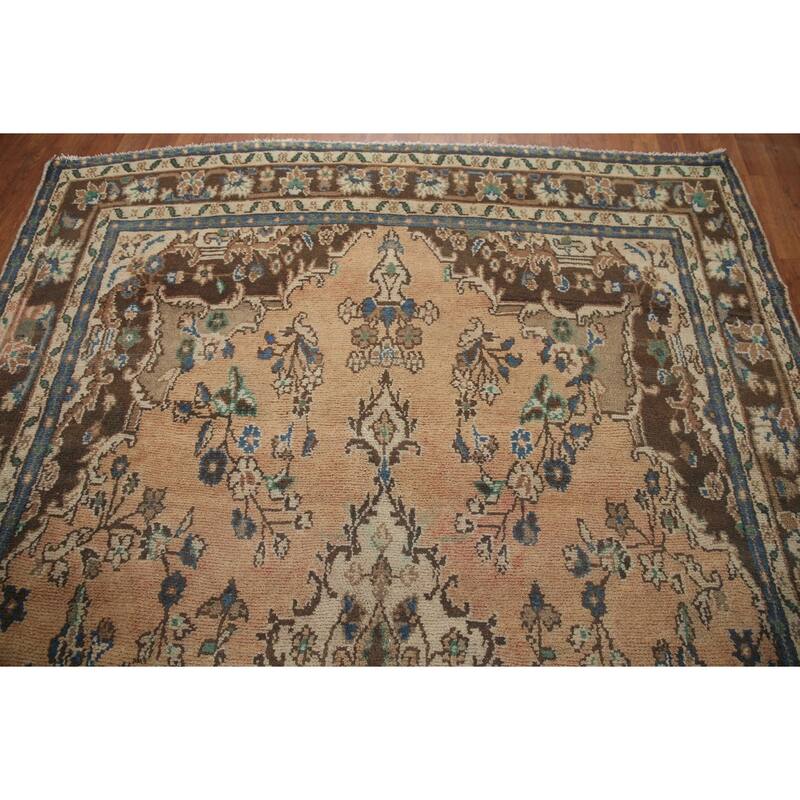 Hand Knotted Oriental 100% Wool Carpet Traditional Floral Peach Hamedan Area Rug - 10' 2'' X 6' 7''