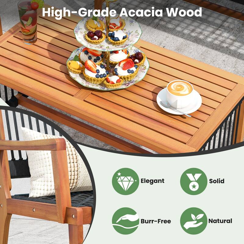 Costway Patio 4pcs Acacia Wood Conversation Table & Chair Set - See Details