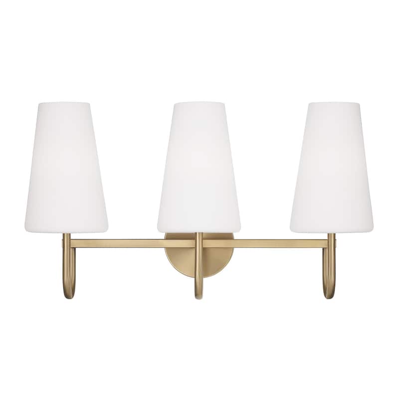 24" W x 14.5" H 3-Light Vanity with Tapered Soft White Glass - 24"W x 13.25"H x 8"E