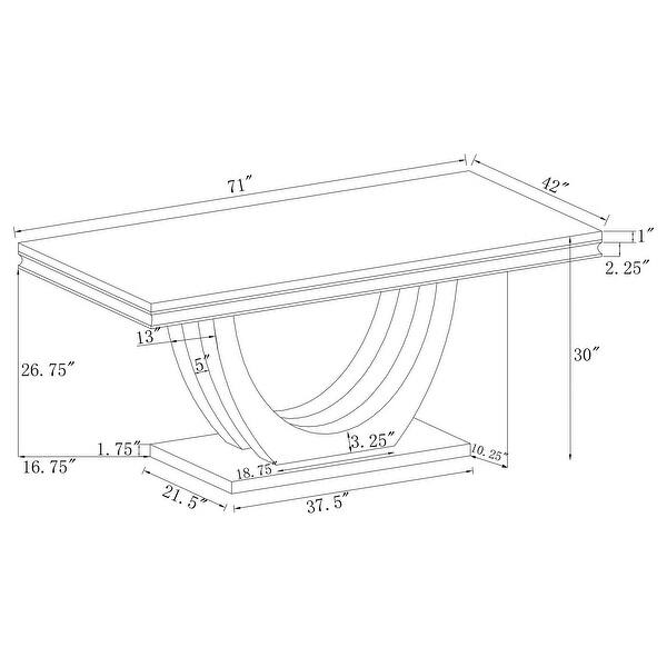 Allessandra White and Chrome Rectangular U-Shaped Base Dining Table ...