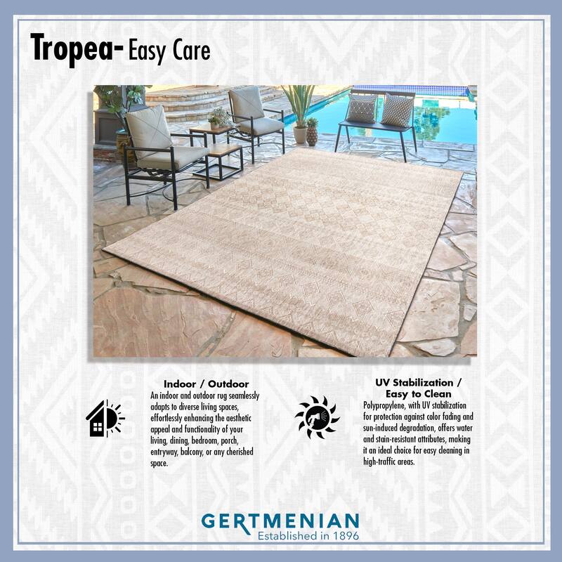 Gertmenian Tropea Stella Teal Diamond Tribal Geometric Indoor/ Outdoor Flatweave Area Rug