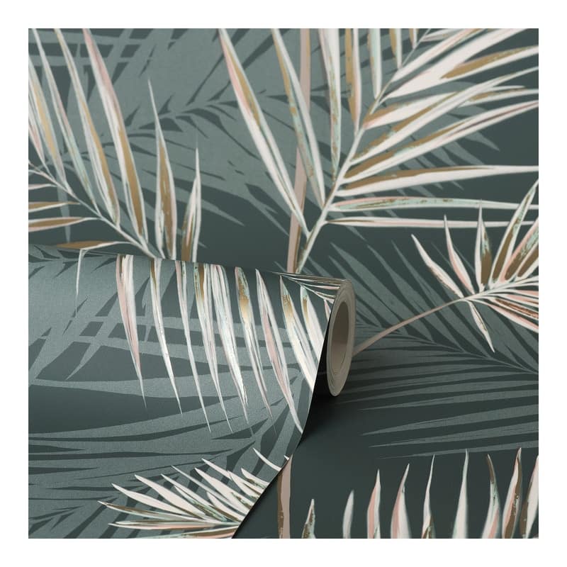 Fine Decor South Beach Evergreen Fronds Wallpaper - 20.5 x 396 x 0.025