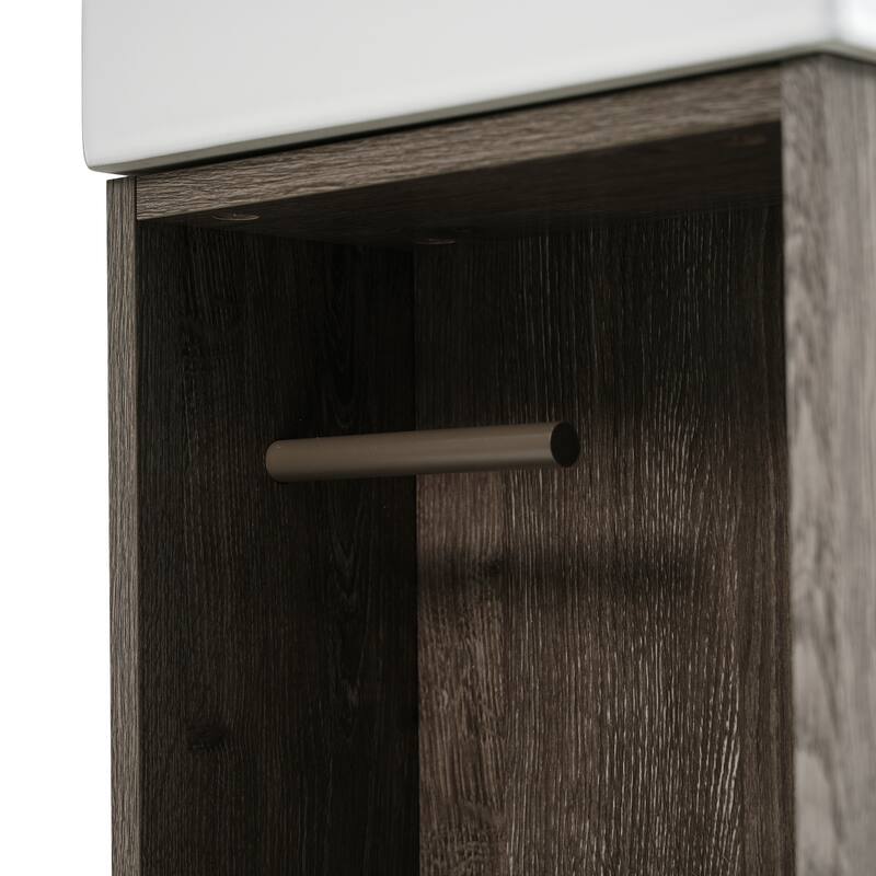 GDFStudio - Malisa Rustic 21.6" Freestanding Wood Grain Cabinet Bathroom Vanity with Ceramic Sink, Door & Storage