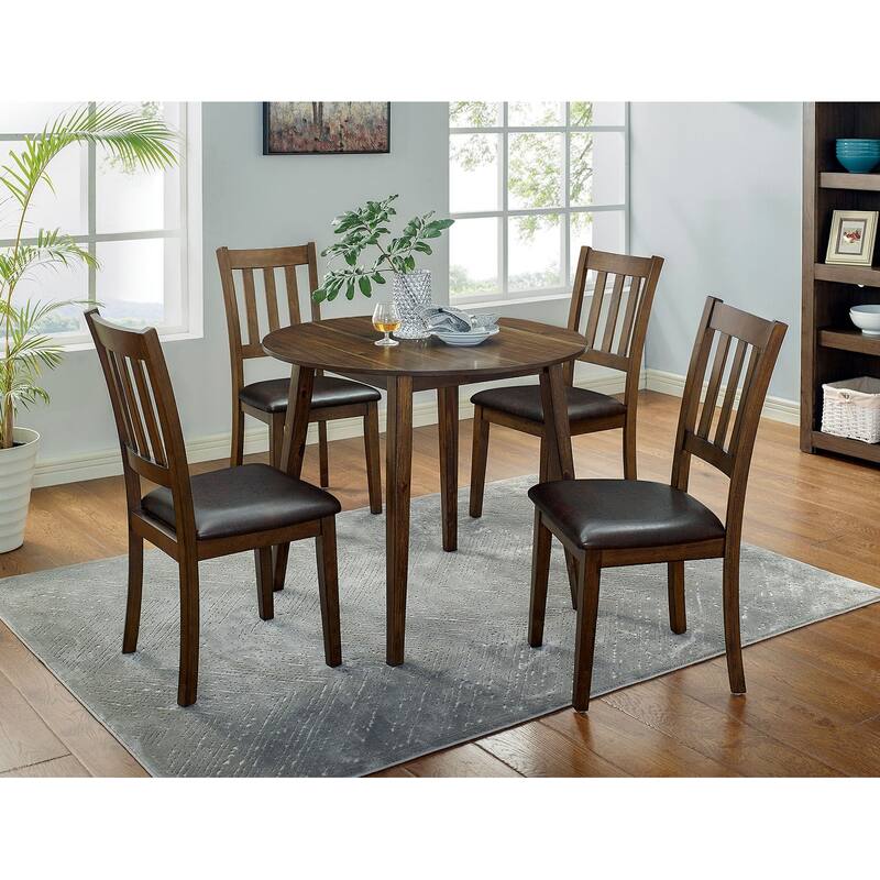 Round Dining Table Set in Walnut And Dark Brown