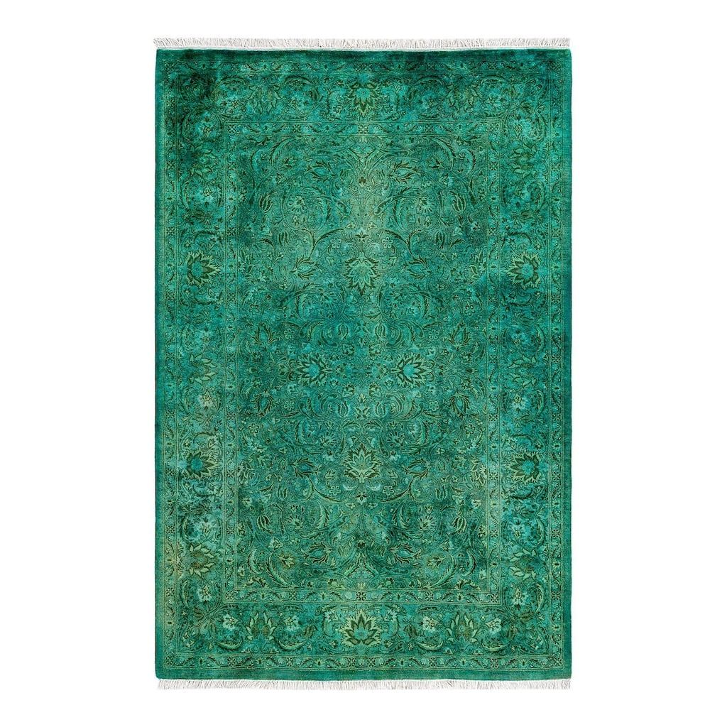 Contemporary Overdyed Wool Hand Knotted Area Rug - 4' 1" x 6' 2"