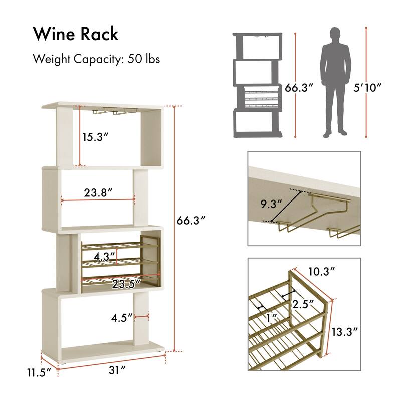 Furniture of America Thane Modern 4-tier Bar Cabinet with Bottle Wine Rack