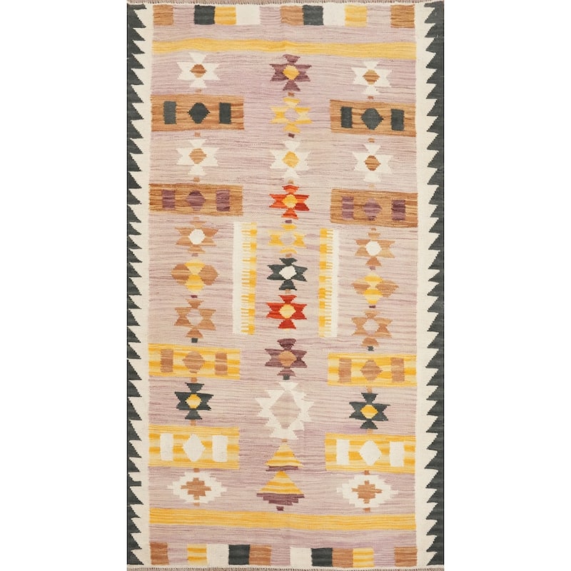 Hand Woven Oriental 100% Wool Carpet Southwestern Tribal Purples Kilim Area Rug - 6' 0'' X 3' 4''