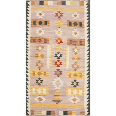 Hand Woven Oriental 100% Wool Carpet Southwestern Tribal Purples Kilim Area Rug - 6' 0'' X 3' 4''
