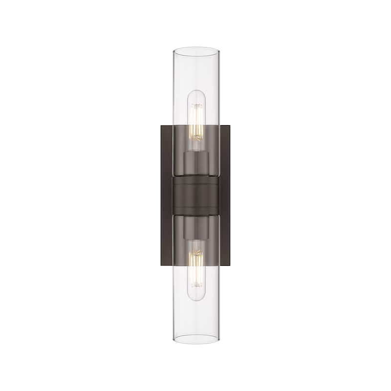 Innovations Lighting Ballston Urban - 2 Light 8" Wall-Mounted Bath Vanity Light - Clear/Oiled Brass
