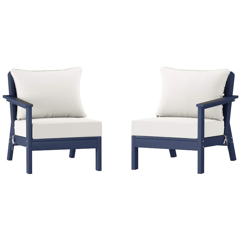 Polytrends Birchwood All Weather HDPE Outdoor Patio Deep Seating Navy Blue Loveseat (2-Piece)