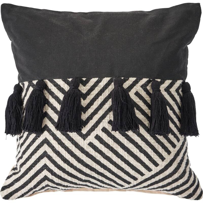 20" Black and White Chevron Square Throw Pillow