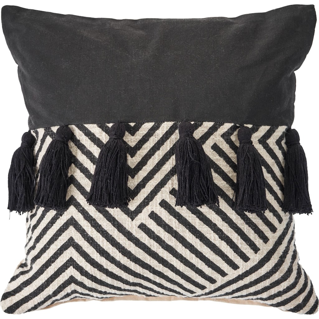 20" Black and White Chevron Square Throw Pillow