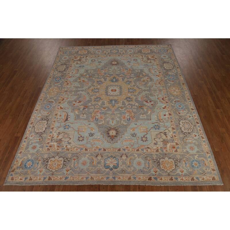 Vegetable Dye Oushak Turkish Area Rug Hand-Knotted Wool Carpet - 8'2" x 9'8"