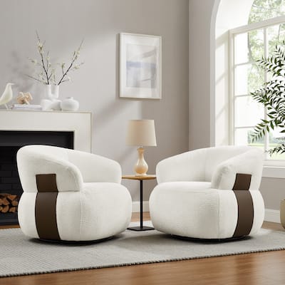 Kieon 33"W 360 Swivel Modern Barrel Chair Accent Chair Set of 2