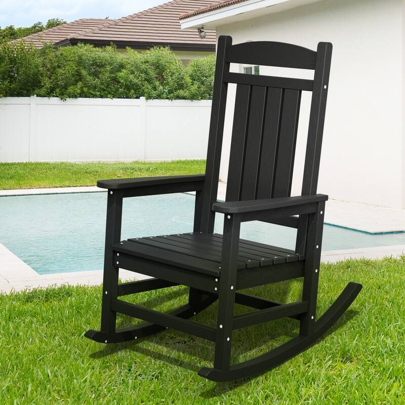High-Back Oversized Plastic Rocking Chair -Stable & Smooth Glide