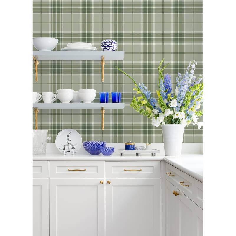 Advantage Sala Green Plaid Wallpaper