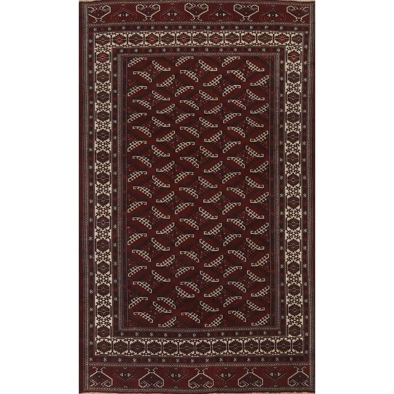 Hand Knotted Oriental 100% Wool Carpet Traditional Geometric Red Bokhara Area Rug - 11' 9'' X 7' 2''