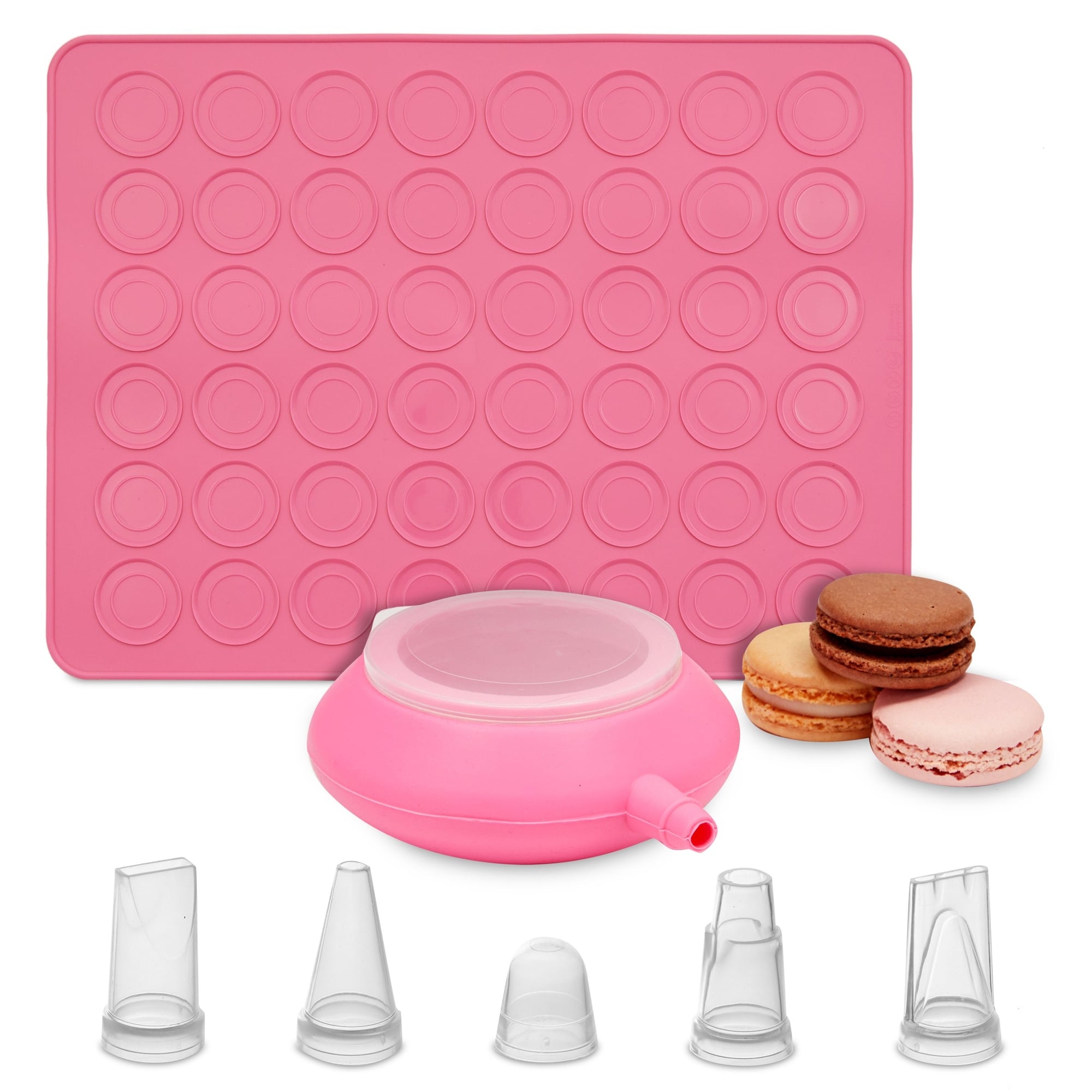 https://ak1.ostkcdn.com/images/products/is/images/direct/fcfa9d78bc5219fcb16ab5776bf4f6cc826c8498/Macaron-Baking-Kit-with-Pink-Silicone-Mat-Cookie-Sheet%2C-Piping-Pot%2C-5-Nozzle-Tips-%287-Piece-Set%29.jpg