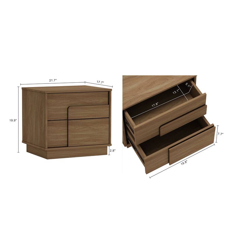 Manhattan Comfort Modern Horizon 2 Drawer Nightstand Set of 2