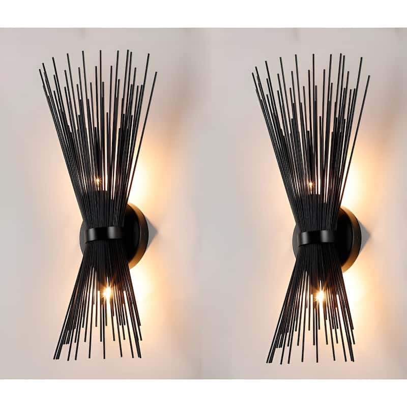 Duo Wall Scones Light Metal Spike Wall Sconce Black Color (Set of 2) - Black