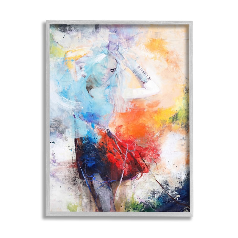 Stupell Dancing Woman Abstract Expressive Painting Lively Rainbow Tones Framed Wall Art - Multi-Color