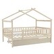 preview thumbnail 44 of 81, Wooden House Bed Frame with Trundle Bed