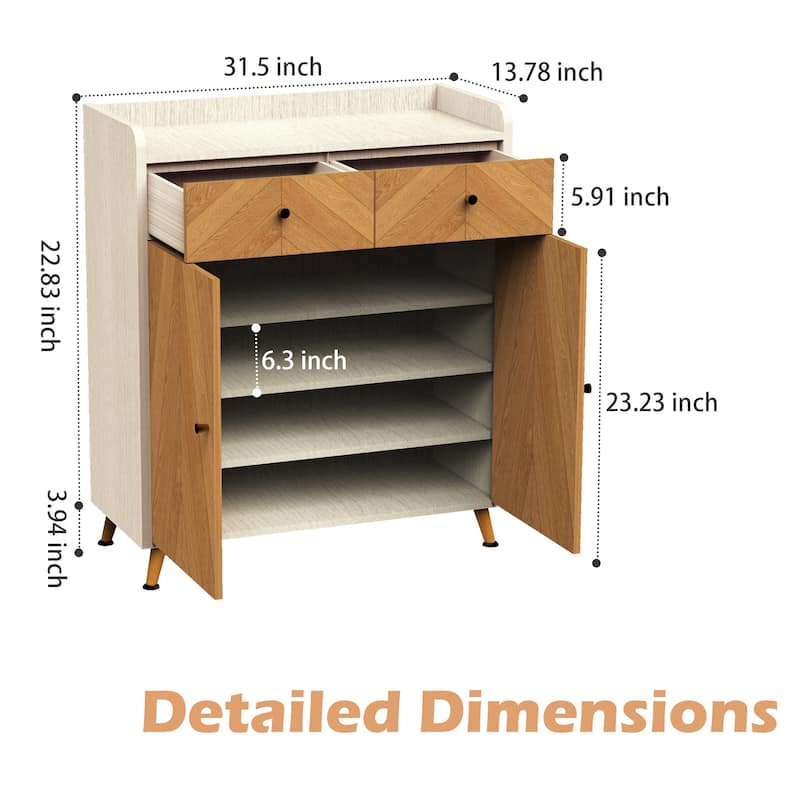4-Tier Freestanding Shoe Storage Cabinet, Entryway Shoe Organizer with Drawers - N/A