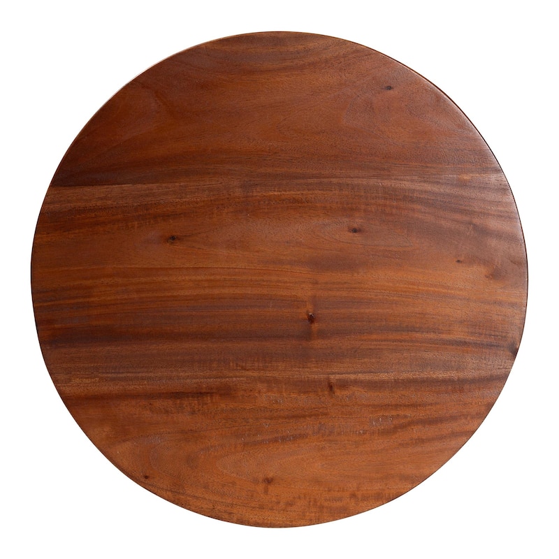 Donna Nightstand with Pedestal Base - Mahogany Wood Bedside Side Table with Round Tabletop