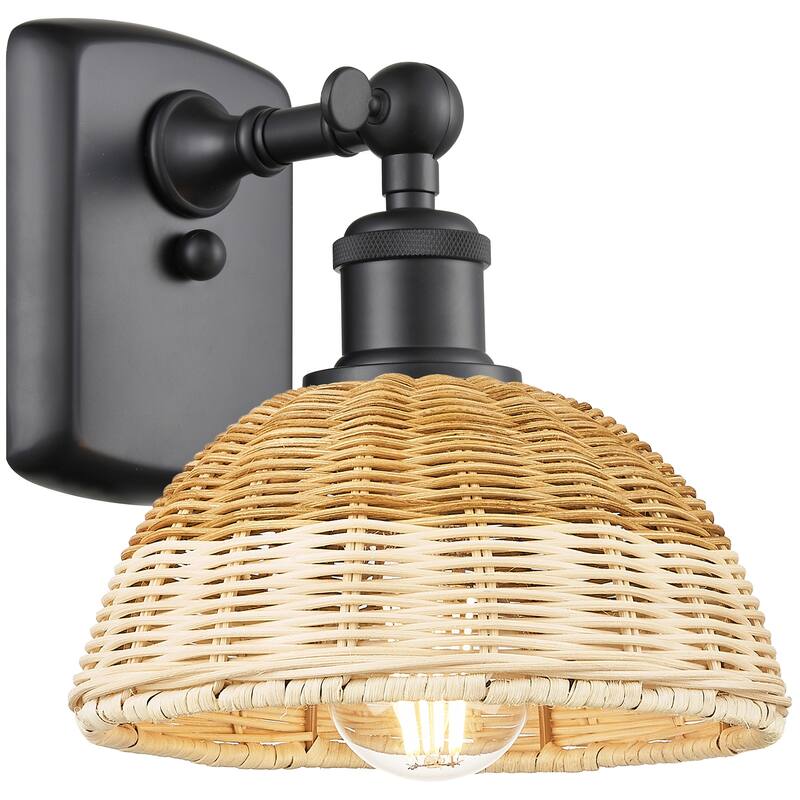 Innovations Lighting 516-1W-8-8 Bristol Natural II Sconce Bristol - Matte Black / Natural