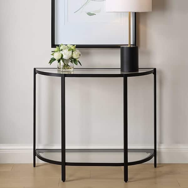 slide 2 of 7, Carson Carrington Iron Black Console Table