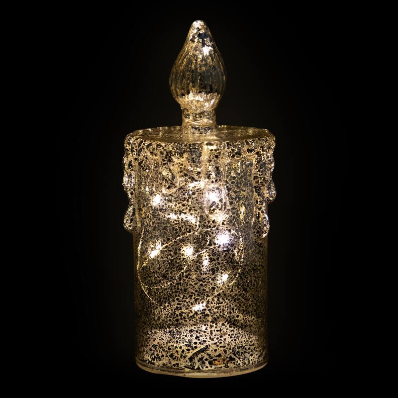 LED Lighted Dripping Mercury Candle Christmas Decoration - 8.75" - Gold