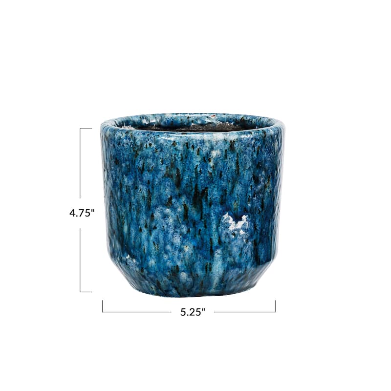 Decorative Terra-cotta Planter with Crackle Glaze