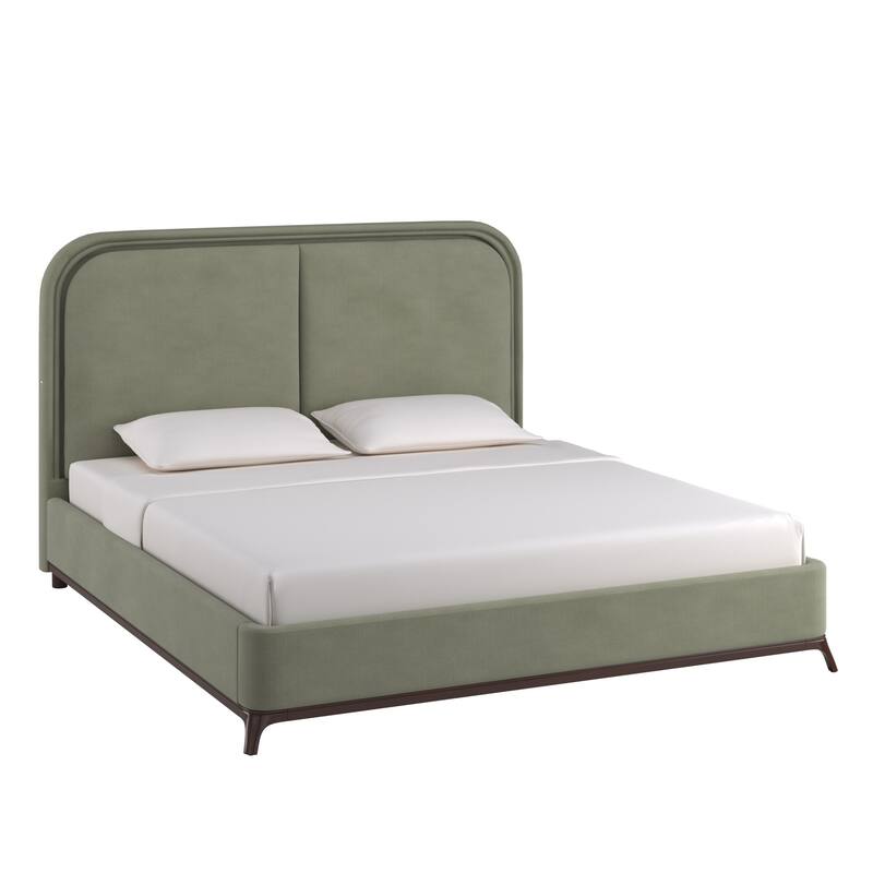 Tremont Curved LED Upholstered Platform Bed with Under-Bed Lighting by iNSPIRE Q Modern