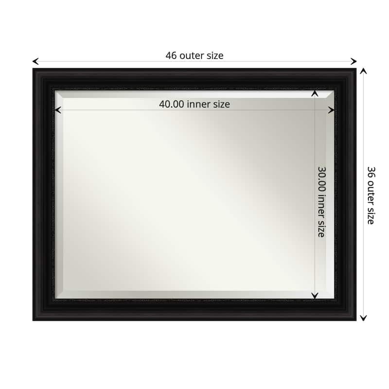 Beveled Bathroom Wall Mirror - Parlor Black Frame - Parlor Black - Outer Size: 46 x 36 in