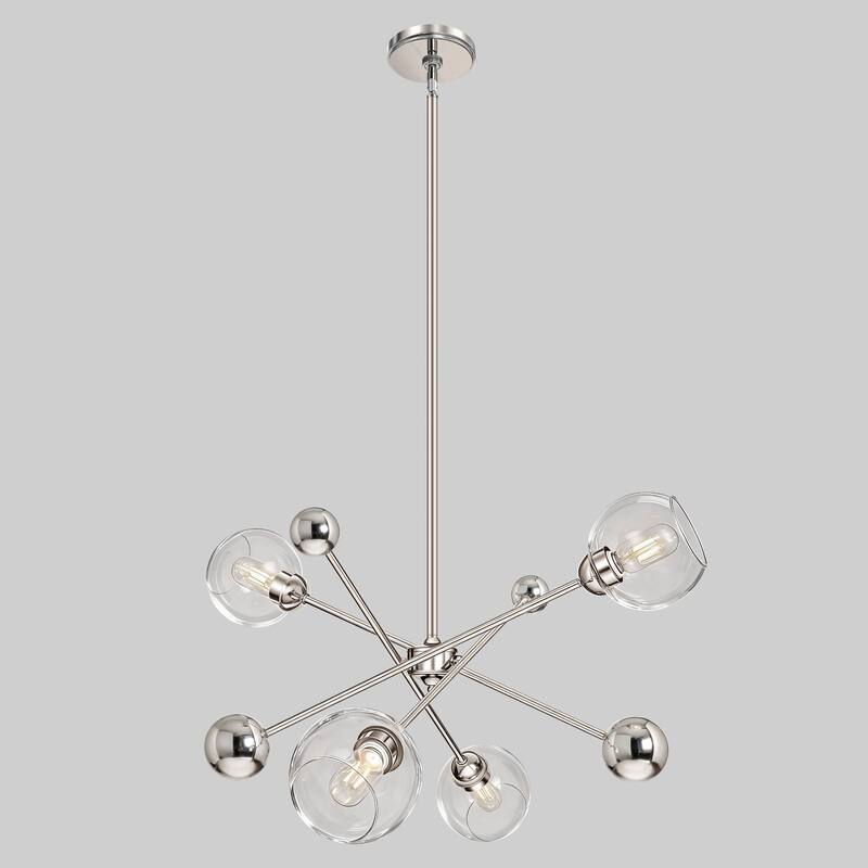 LamQee Sputnik Metal Chandelier with Clear Glass Globe Shades