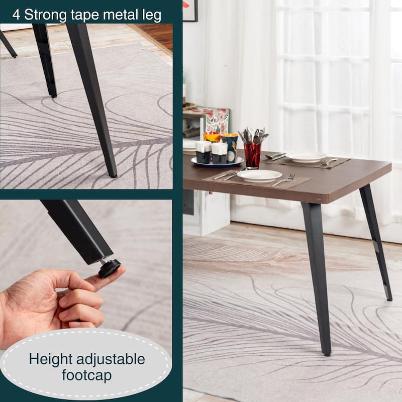 HomyLin 63-inch Dining Table Rectangular for 4-6 with Wooden Top and Metal Legs