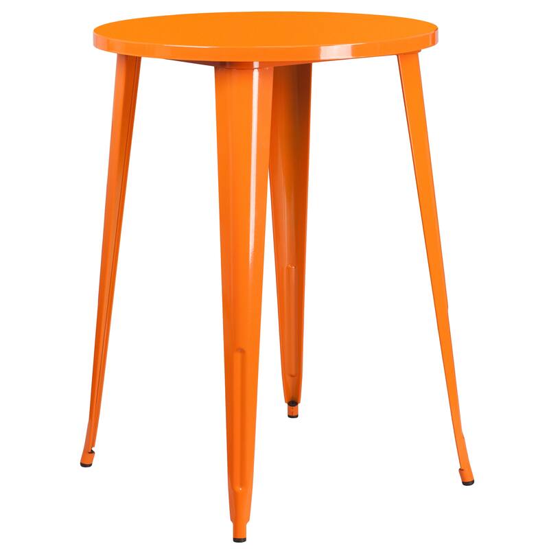 30'' Round Metal Indoor-Outdoor Bar Height Table - Orange
